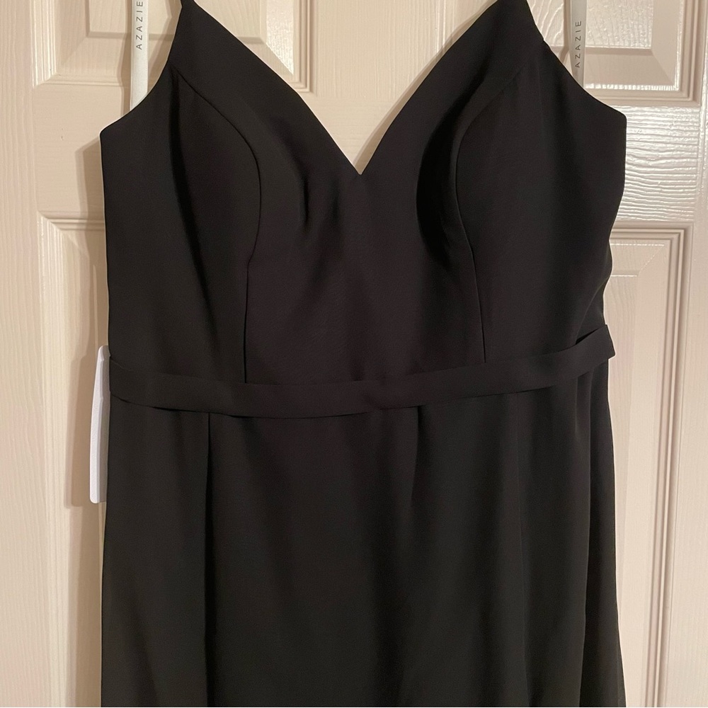 NWT Azazie Candice Black Bridesmaids Dress with Slits - Size 14 - Picture 2 of 13